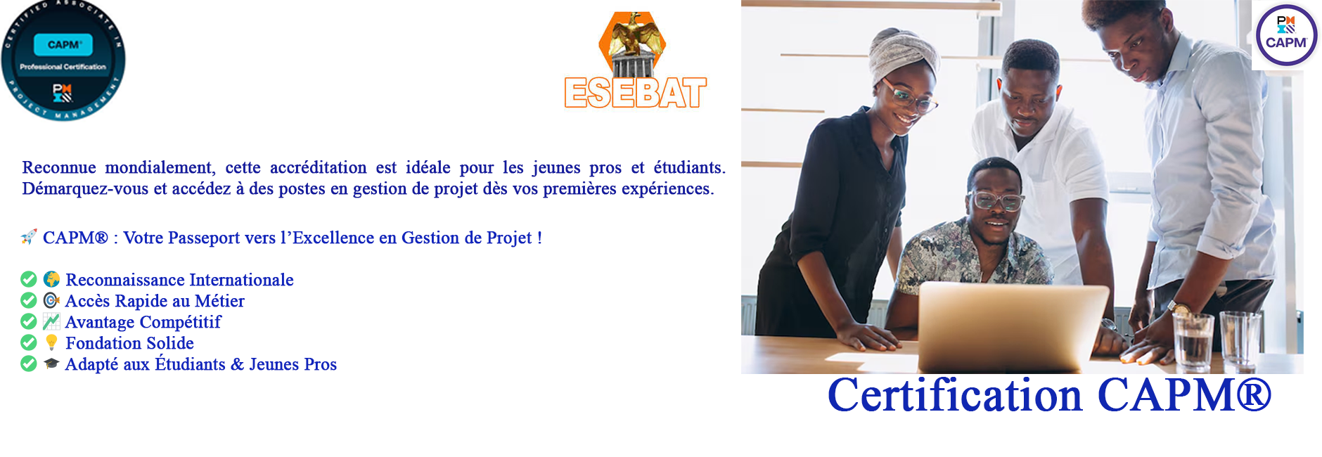 Bannière Certification CAPM ESEBAT